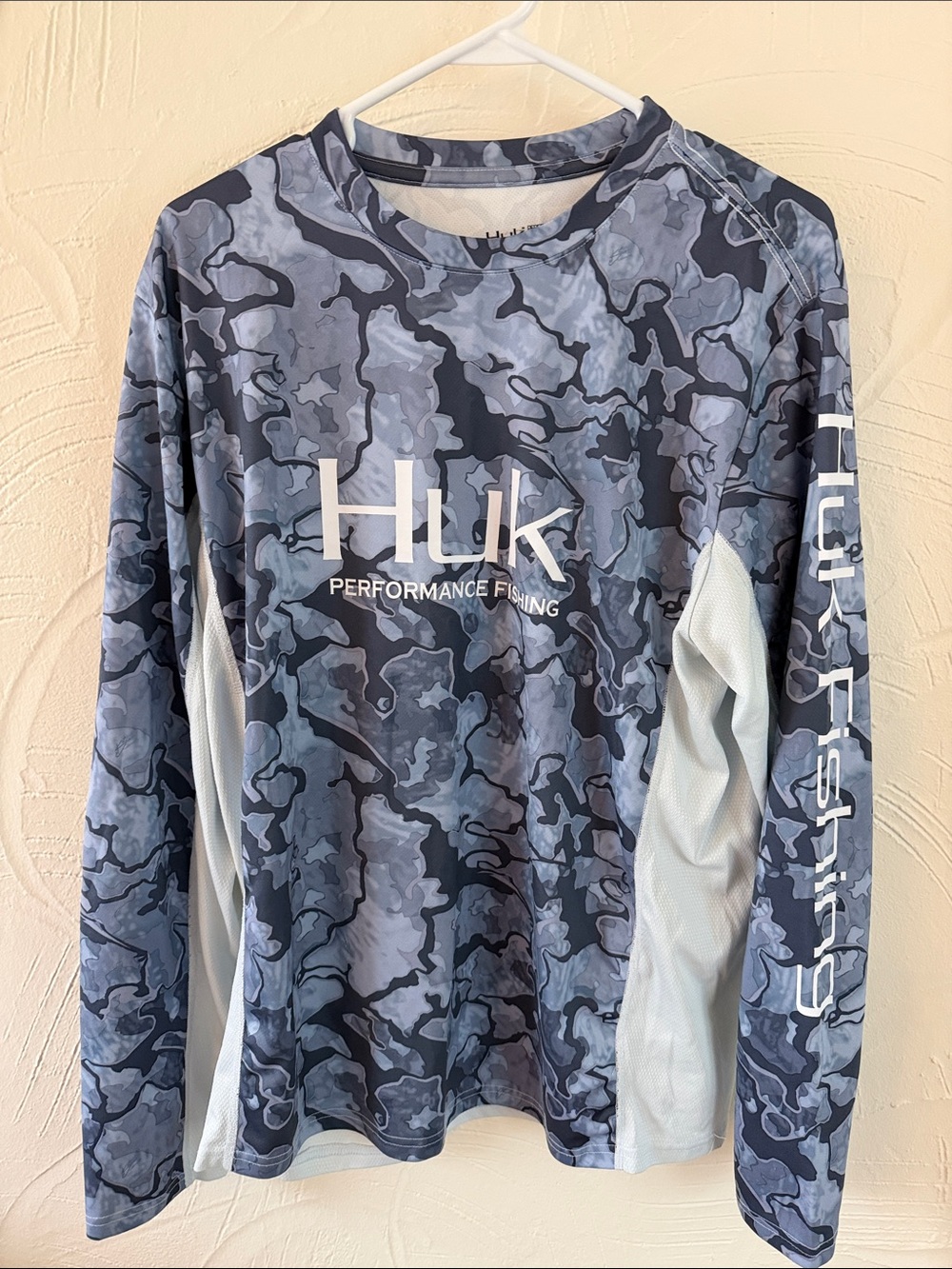 Huk Blue Gray Camo Long Sleeve Performance Tee